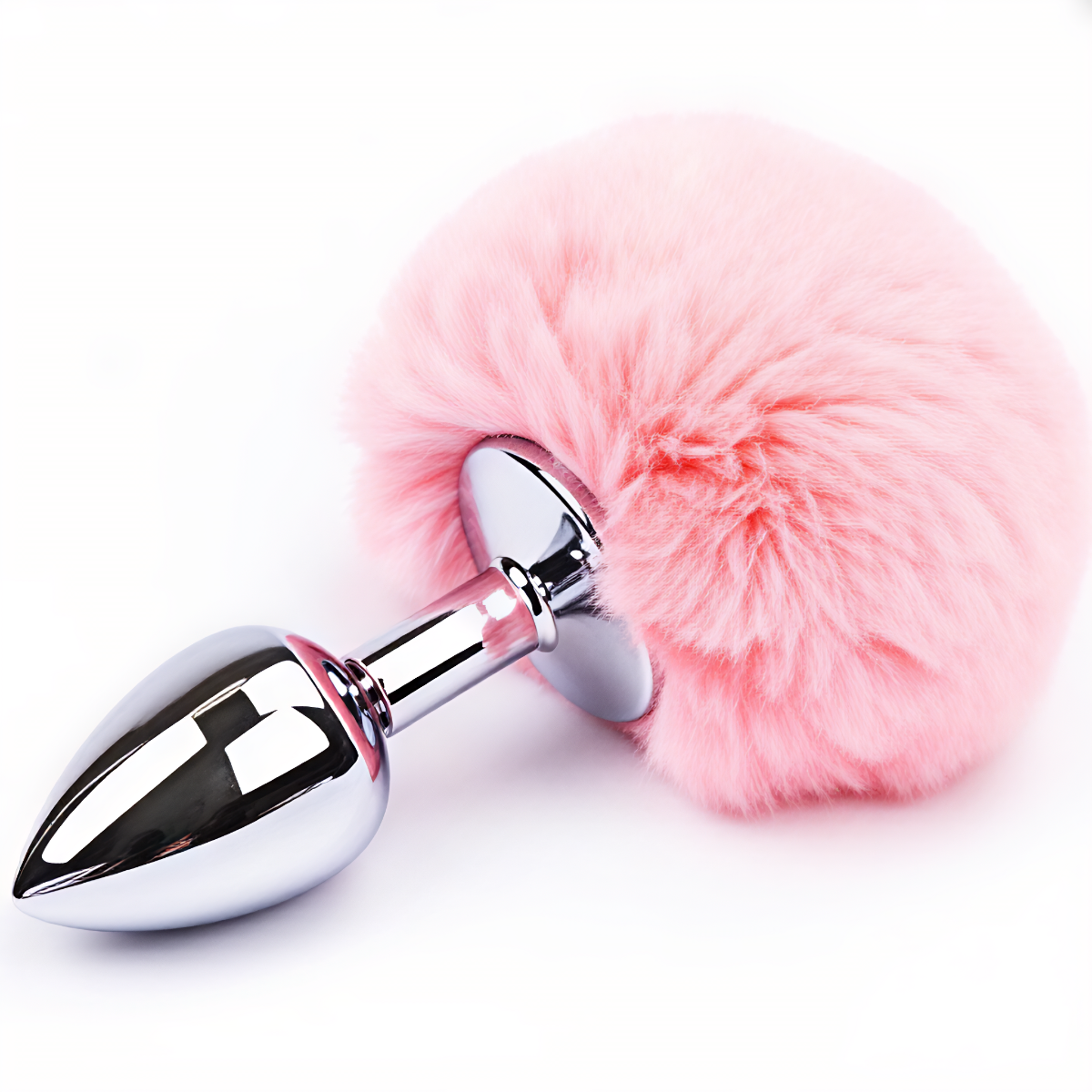 Pink jeweled rabbit-tail anal plug – additional product view