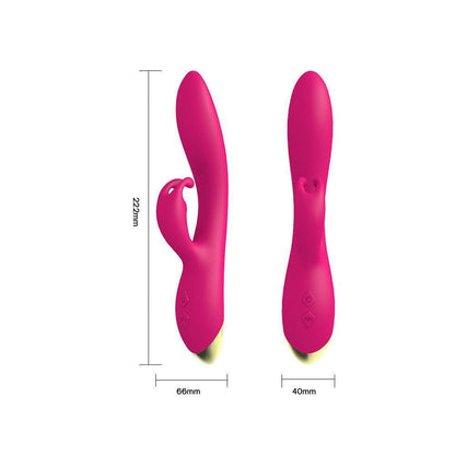 Pink rabbit vibrator front and rear dimension diagrams