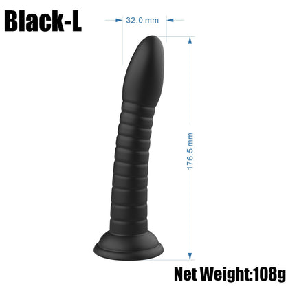 Large black ribbed toy dimension diagram