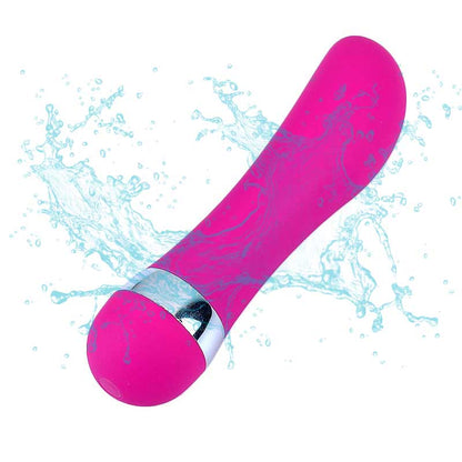 Pink mini vibrator shown against water-splash graphic
