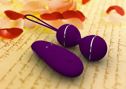 Purple vibrating balls with matching remote