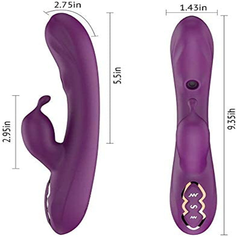 Purple rabbit vibrator dimension diagram showing 9.35-inch overall length