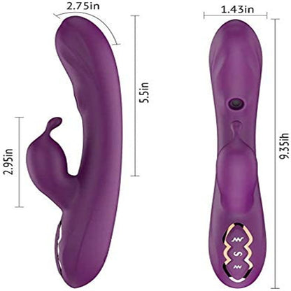Purple rabbit vibrator dimension diagram showing 9.35-inch overall length