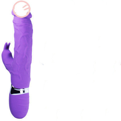 Purple rabbit vibrator with textured shaft