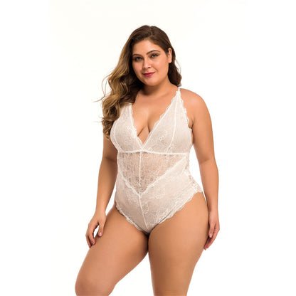 White lace bodysuit showing sheer waist panels