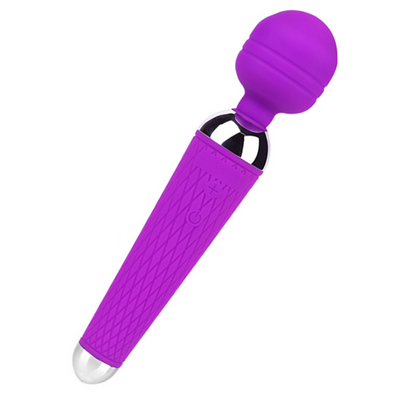 Purple wand massager with textured handle