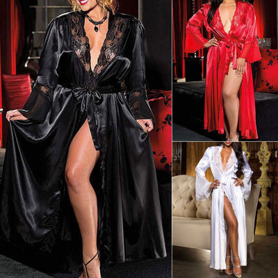 European and American hot style clothing ice silk long skirt bathrobe nightdress women