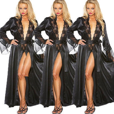 European and American hot style clothing ice silk long skirt bathrobe nightdress women