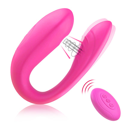 Pink U-shaped vibrator with remote control