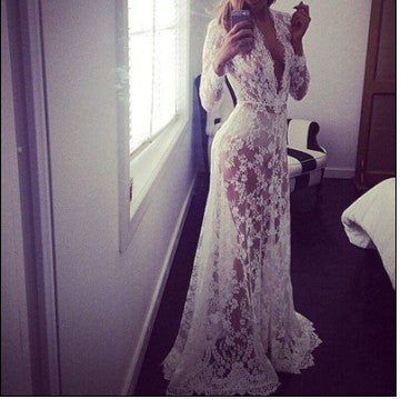 Long Sheer Lace Nightgown