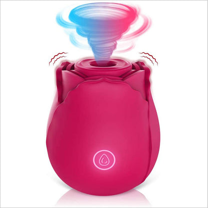 Red rose-shaped toy with suction graphic