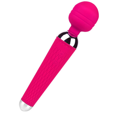 Pink wand massager with rounded head