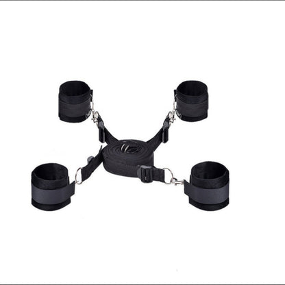 Four black cuffs joined by connecting straps