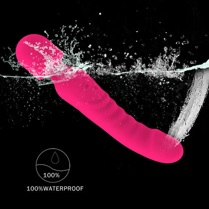 Pink ribbed vibrator with water-splash graphic