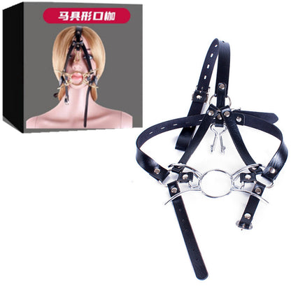 Black head harness with ring and retail box