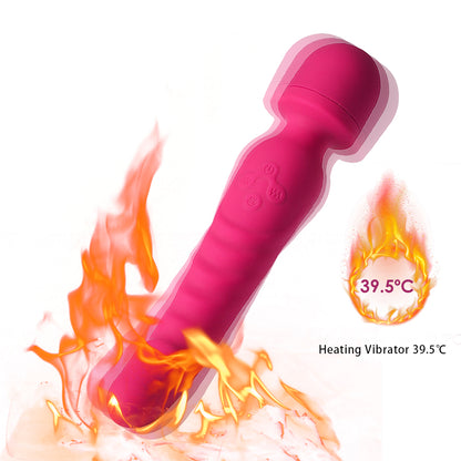 Pink ribbed vibrator with heating graphic