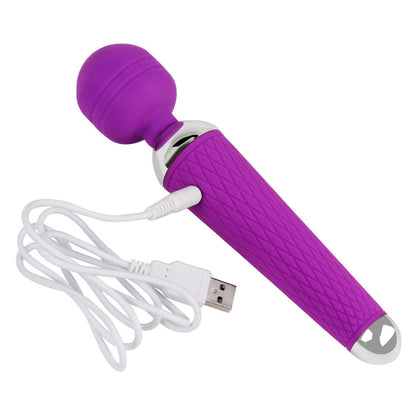 Purple wand massager with USB charging cable