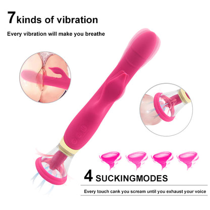 Pink rabbit vibrator with mode illustration