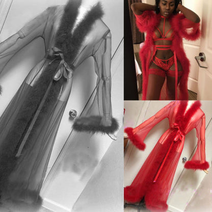 Black and red sheer robe styles