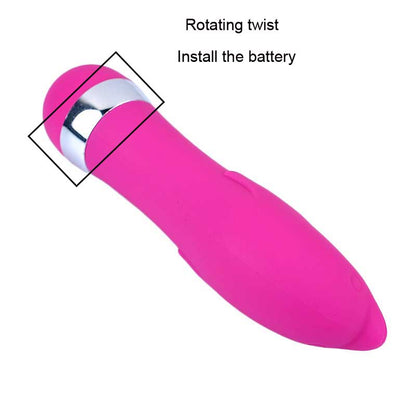 Pink mini vibrator with battery compartment illustration