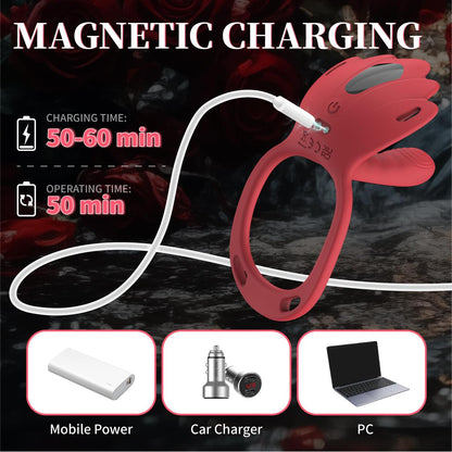 Magnetic charging illustration for red wearable vibrator