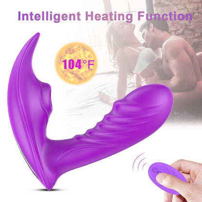 Purple curved vibrator with heating illustration
