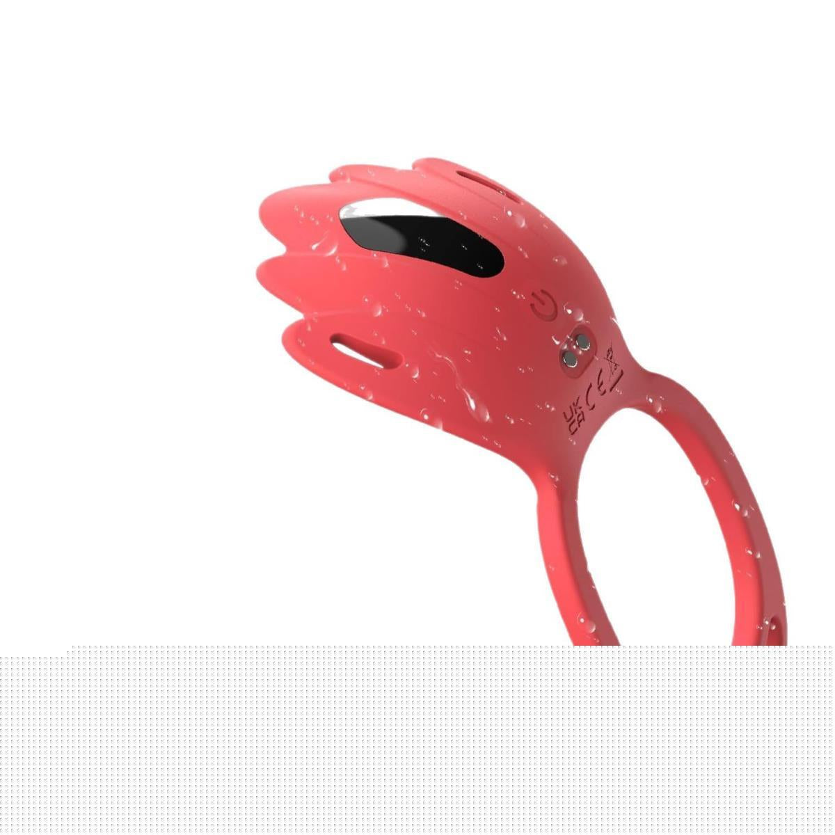 Red wearable vibrator with ring attachment