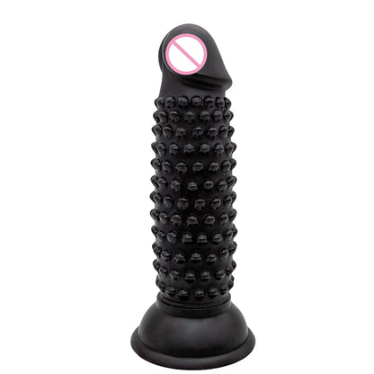 Black textured toy with flared base