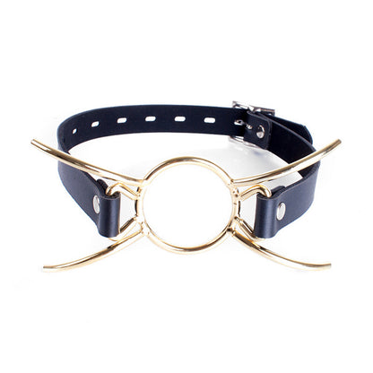 Black strap with gold-tone ring attachment