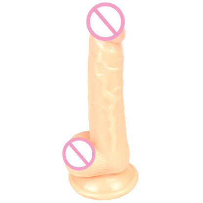 Peach realistic toy with round base