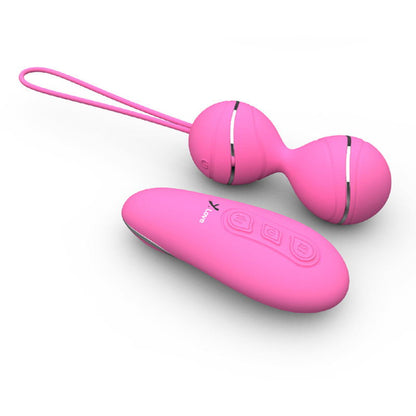 Light pink vibrating balls and matching remote
