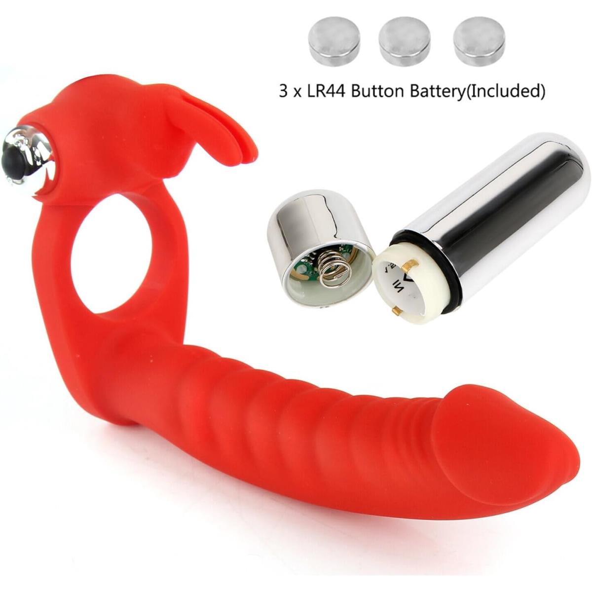 Red dual-ended vibrating intimate massager – product image