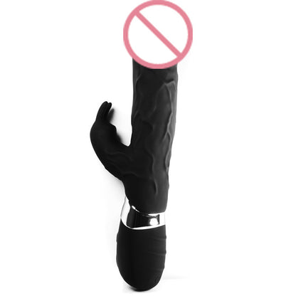 Black rabbit vibrator with textured shaft