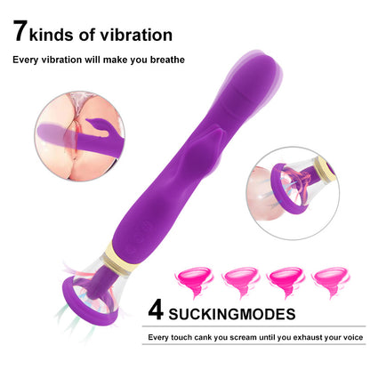 Purple rabbit vibrator with mode illustration