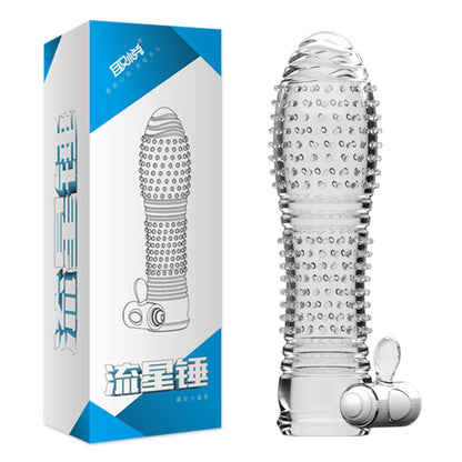 Textured clear vibrator with blue retail box