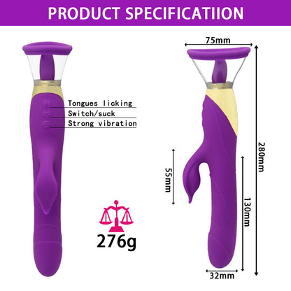 Purple rabbit vibrator dimension diagram