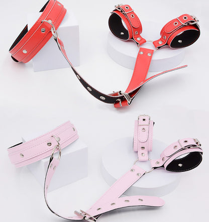 Bondage Collar, Black, Purple, Red or Pink