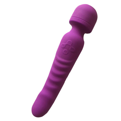 Purple ribbed vibrator with rounded head