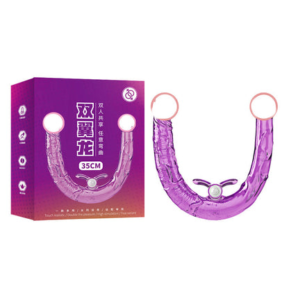 Purple double-ended bead toy with retail box