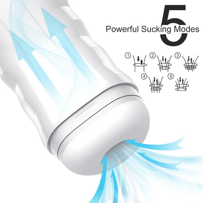 White masturbator cup with suction mode diagram