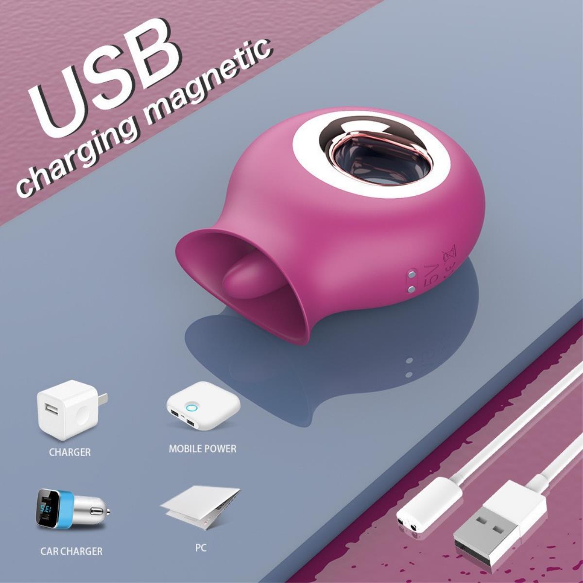 Tongue-inspired mini vibrator in rose red – product details