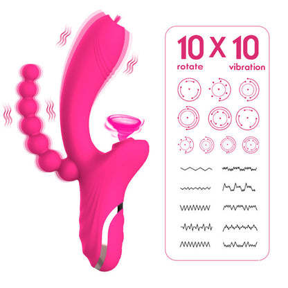Pink multi-arm vibrator with vibration mode diagram