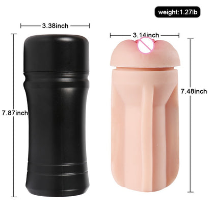 Masturbator cup and sleeve dimension diagram