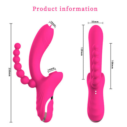 Dimension diagram for pink multi-arm vibrator
