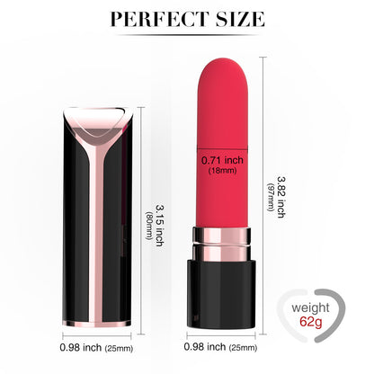 Size and weight illustration for lipstick-style vibrator