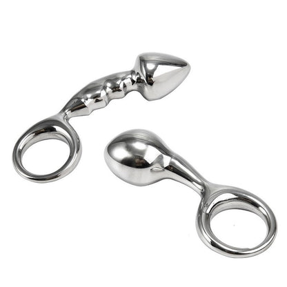 Silver-tone curved plug with ring handle