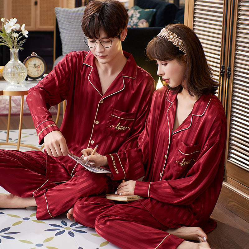 Autumn And Winter Couple Cardigan Newlywed Pajamas