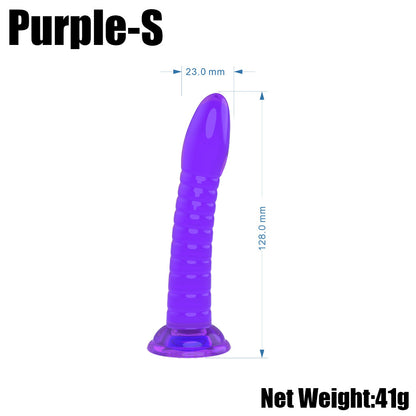 Small purple ribbed toy dimension diagram