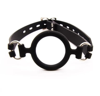Black ring gag with adjustable buckle strap