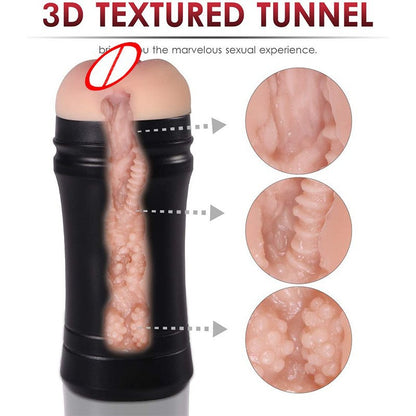 Cutaway view of masturbator cup internal texture